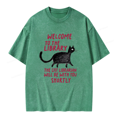 Pagewings Welcome To The Library Unisex Washed T-shirt