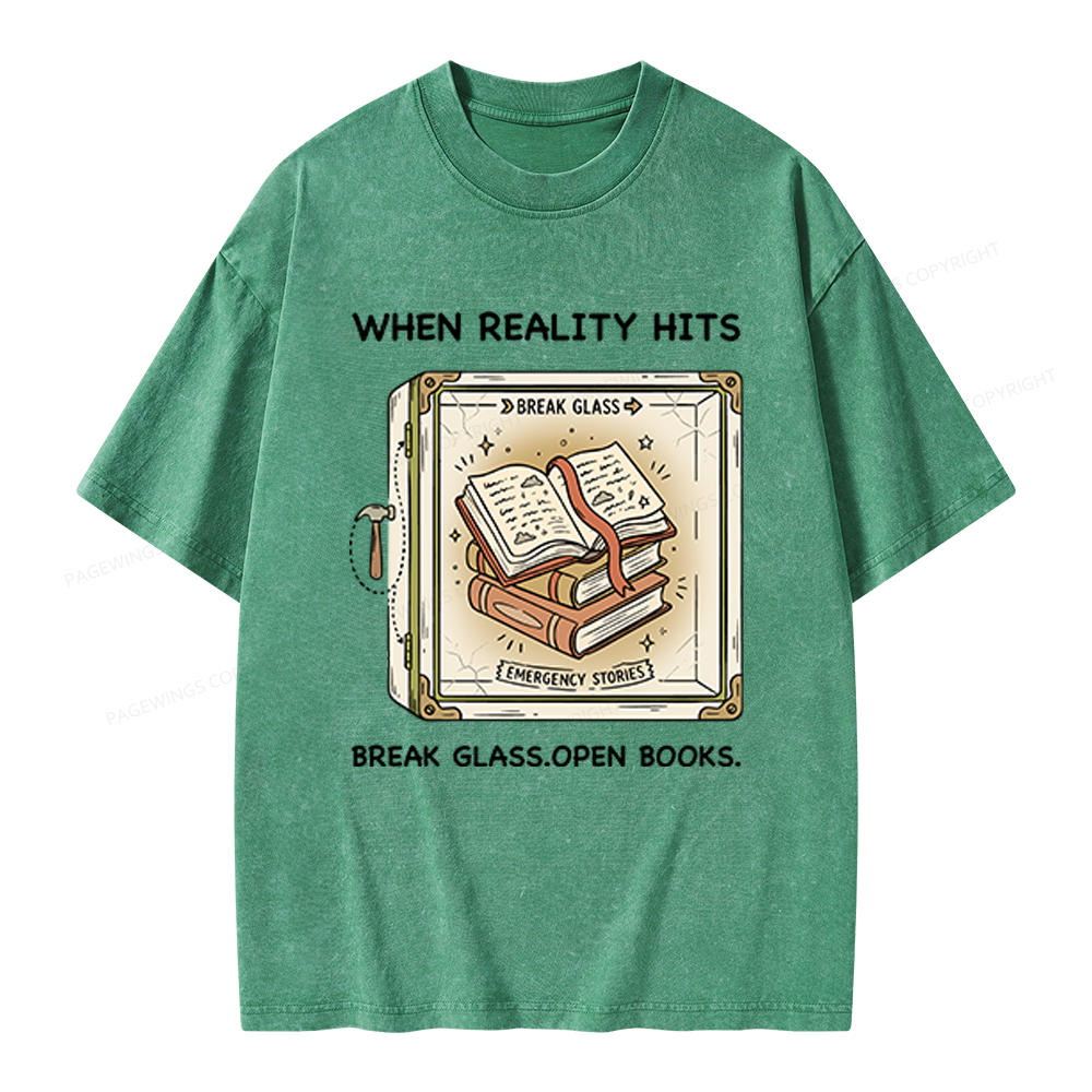 Pagewings Open Books Unisex Washed T-shirt