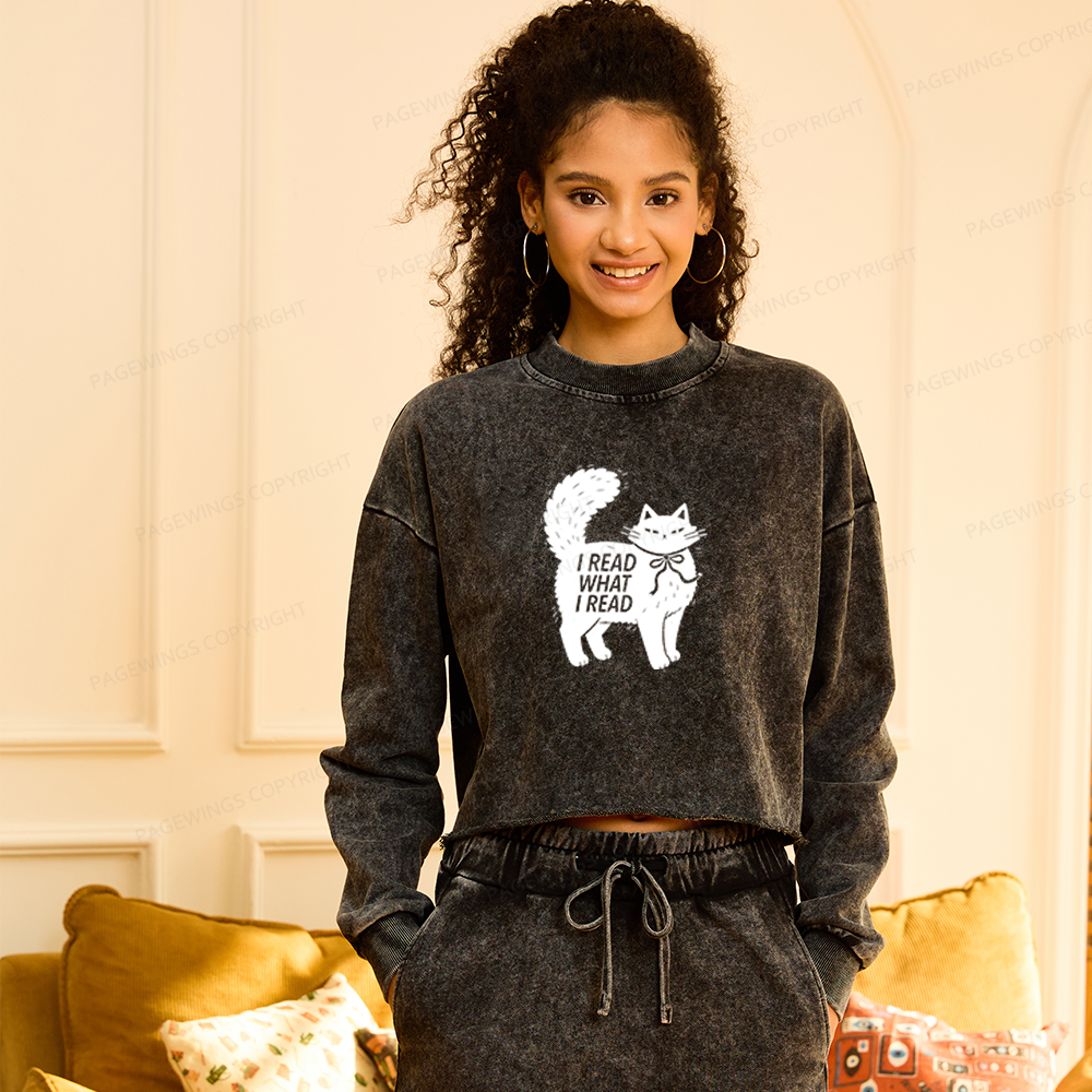Pagewings I Read What I Read Washed Crop Sweatshirt