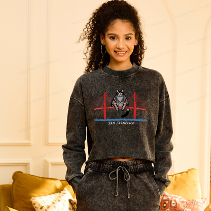 Pagewings Sci-Fi Book Lover Washed Crop Sweatshirt