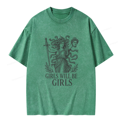 Pagewings Girls Will Be Girls Unisex Washed T-shirt