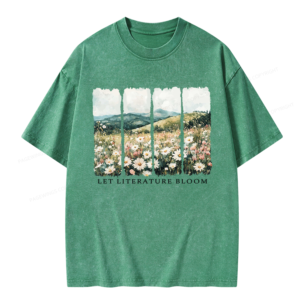 Pagewings Let Literature Bloom Unisex Washed T-shirt