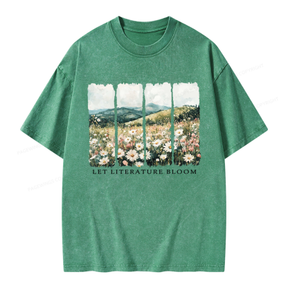 Pagewings Let Literature Bloom Unisex Washed T-shirt