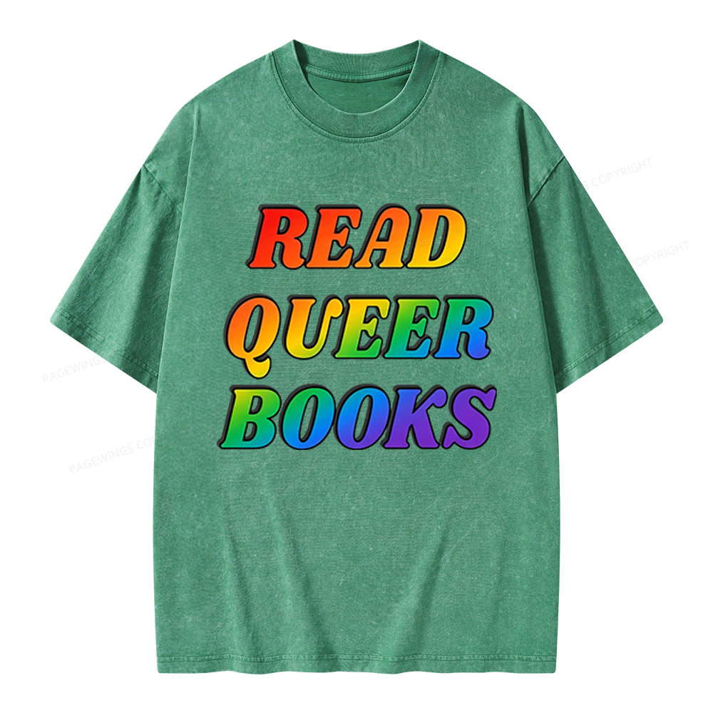 Pagewings Queer Books Unisex Washed T-shirt