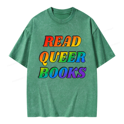 Pagewings Queer Books Unisex Washed T-shirt