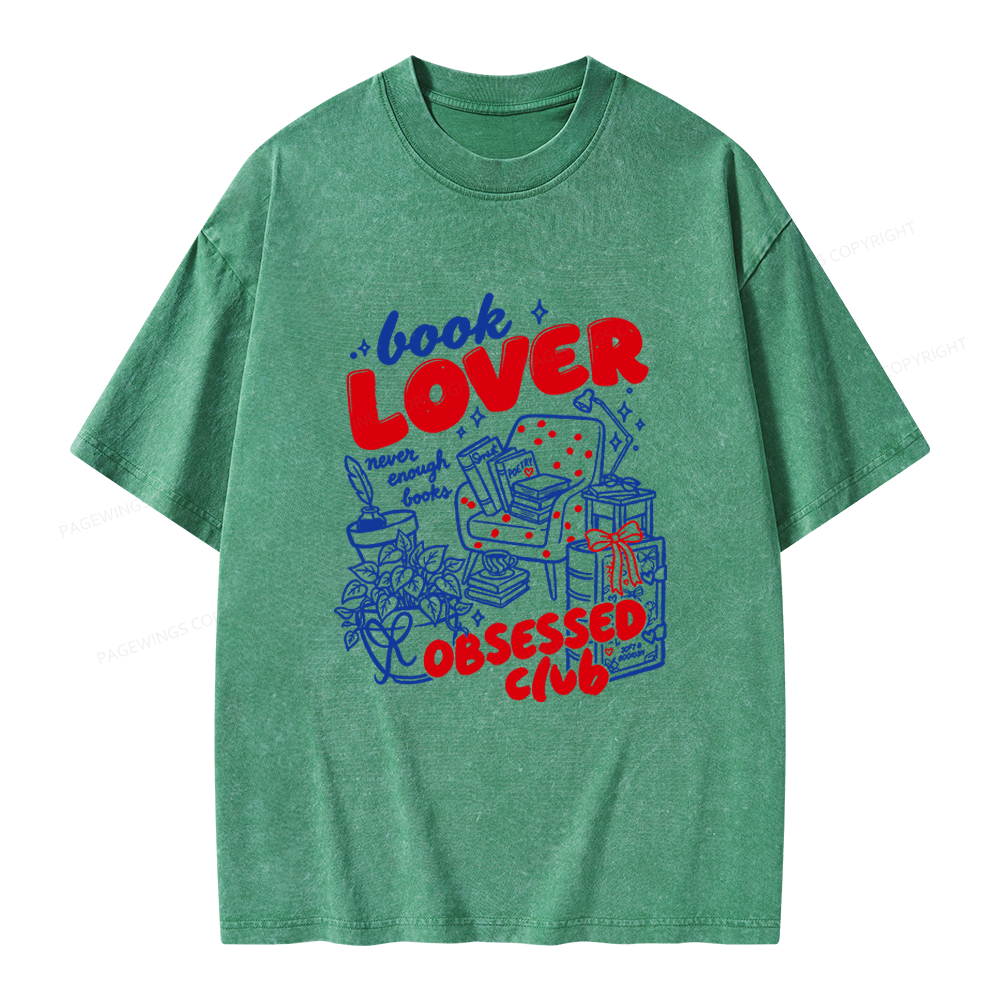 Pagewings Book Lover Obsessed Club Unisex Washed T-shirt