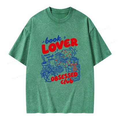 Pagewings Book Lover Obsessed Club Unisex Washed T-shirt