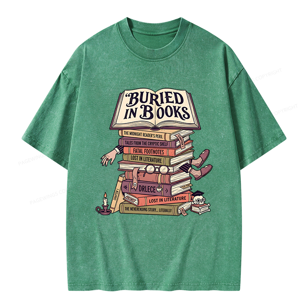 Pagewings Buried In Books Unisex Washed T-shirt