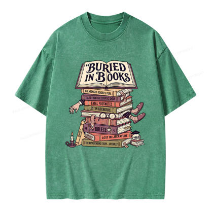 Pagewings Buried In Books Unisex Washed T-shirt