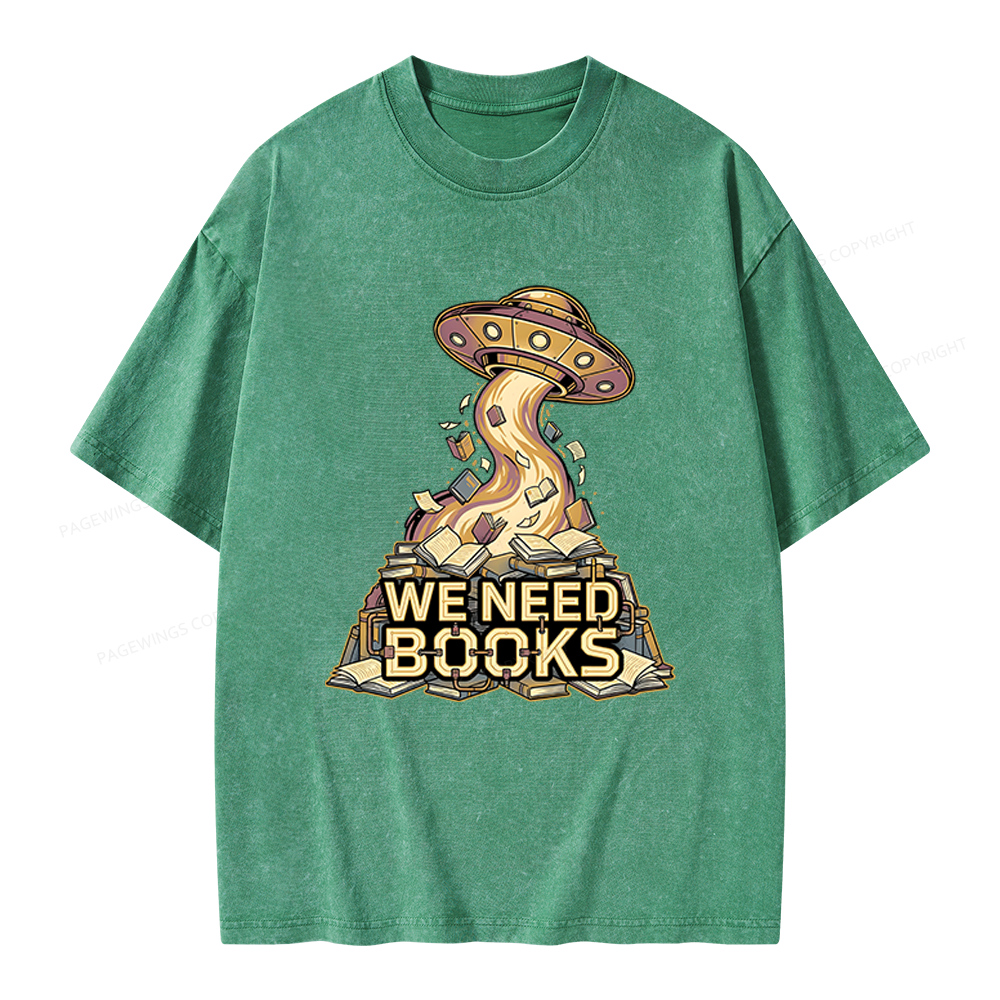 Pagewings We Need Books Unisex Washed T-shirt