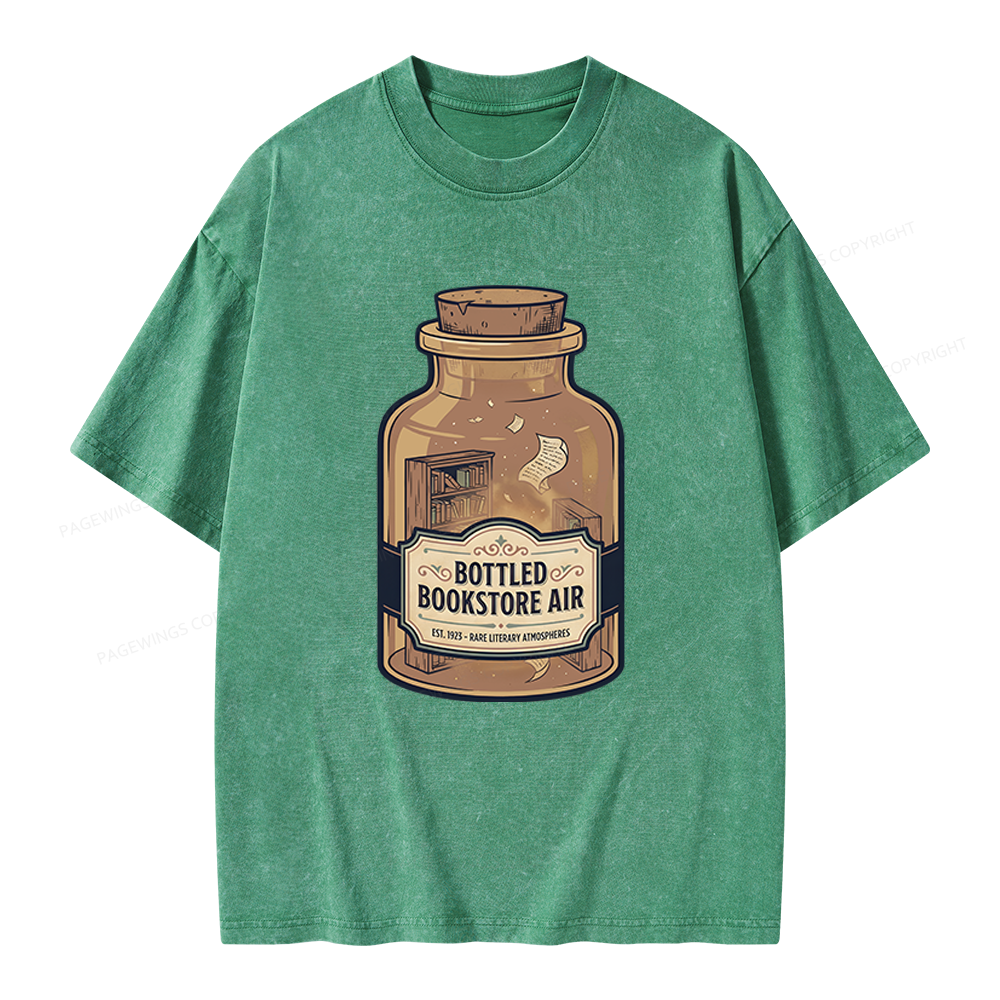 Pagewings Bottled Bookstore Air Unisex Washed T-shirt