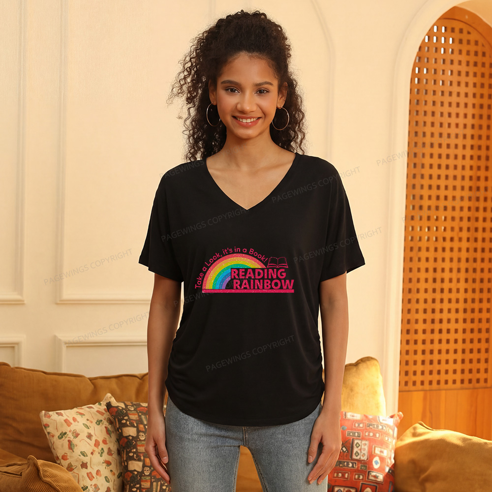Pagewings Retro Librarian Soft Women's Modal V-neck T-shirt  