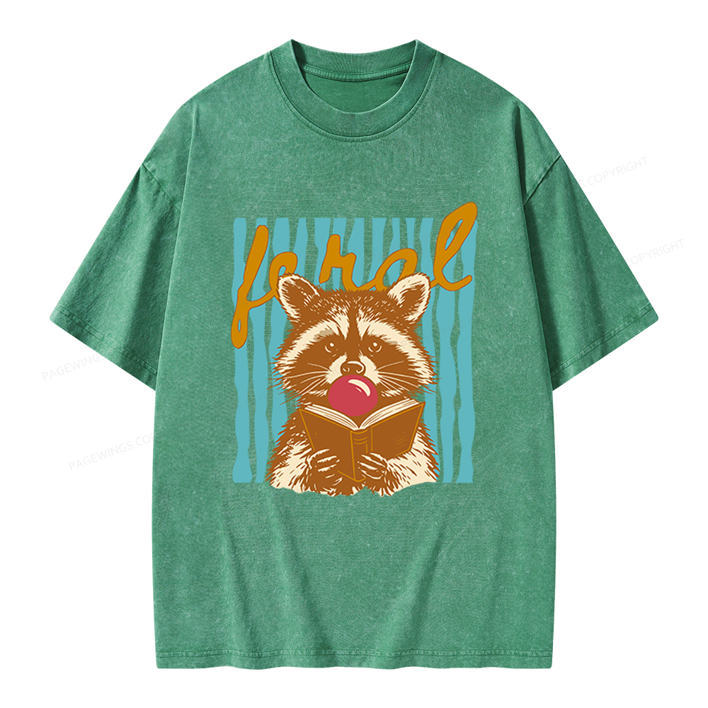 Pagewings Feral Girl Summer Unisex Washed T-shirt