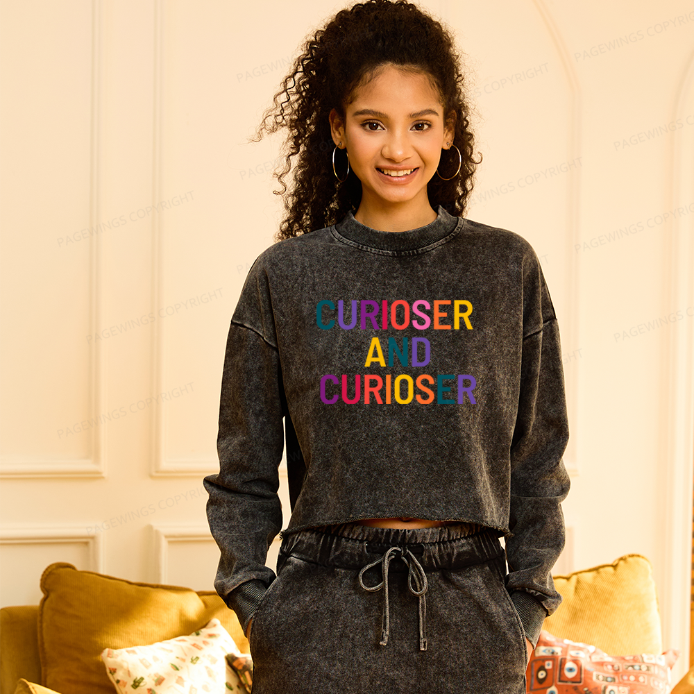 Pagewings Curioser Washed Crop Sweatshirt