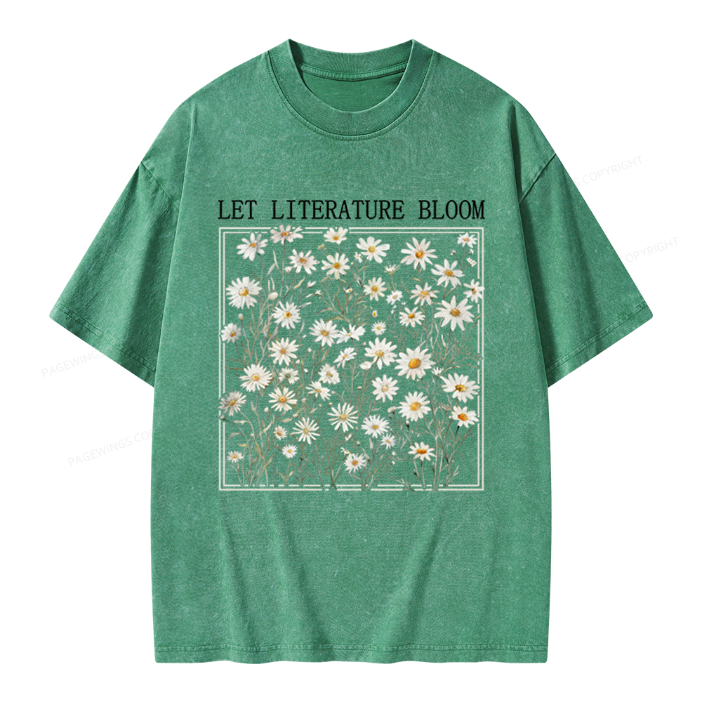 Pagewings Let Literature Bloom Unisex Washed T-shirt
