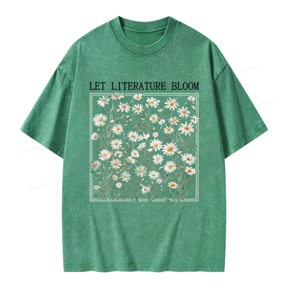 Pagewings Let Literature Bloom Unisex Washed T-shirt