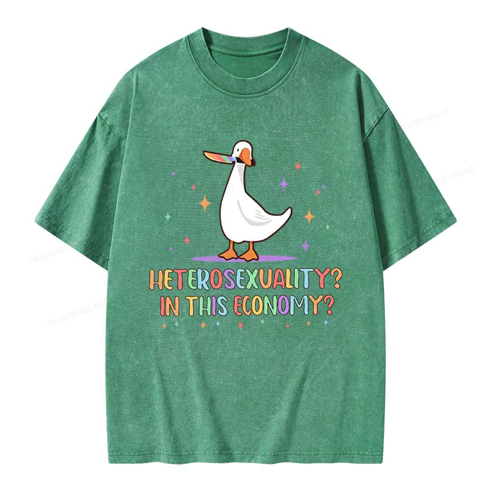 Pagewings Heterosexuality In This Economy Unisex Washed T-shirt