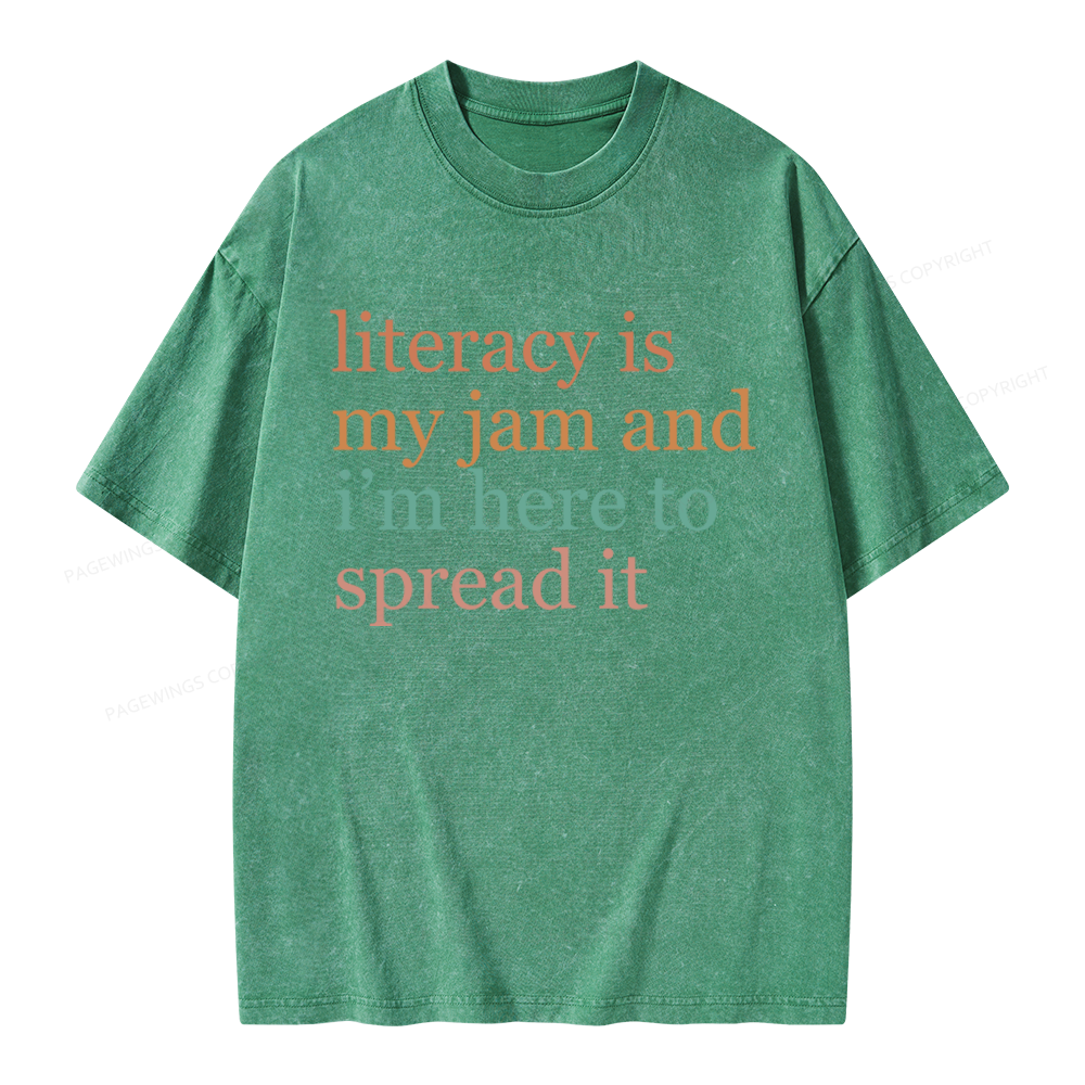 Pagewings Literacy Is My Jam Unisex Washed T-shirt