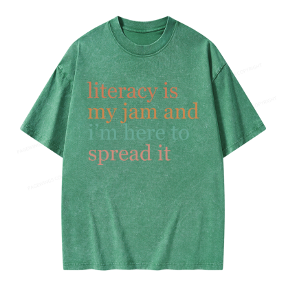Pagewings Literacy Is My Jam Unisex Washed T-shirt