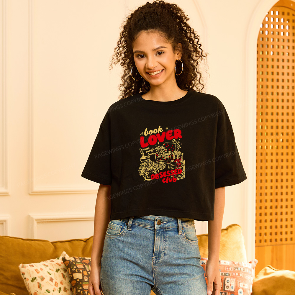 Pagewings Book Lover Obsessed Club Women Crop Tops