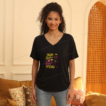 Pagewings Mama Needs A Night Off Soft Women's Modal V-neck T-shirt  