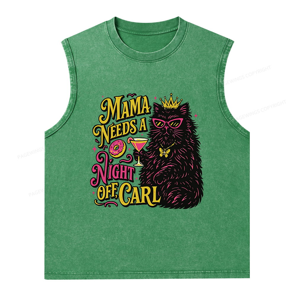 Pagewings Mama Needs A Night Off Unisex Washed Tank Top