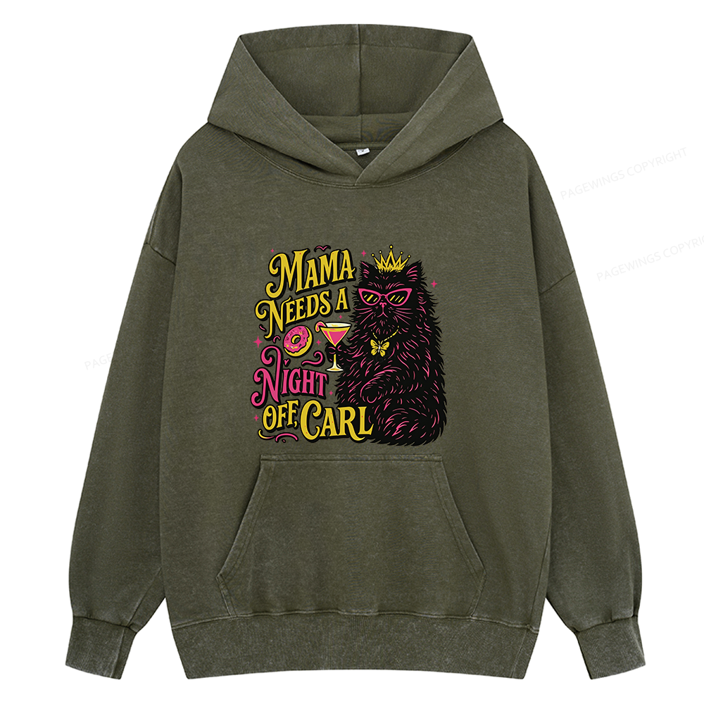 Pagewings Mama Needs A Night Off Unisex Washed Hoodie