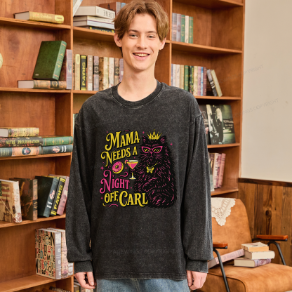 Pagewings Mama Needs A Night Off Unisex Washed Long Sleeve T-shirt