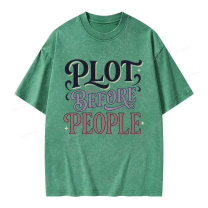 Pagewings Plot Before People Unisex Washed T-shirt