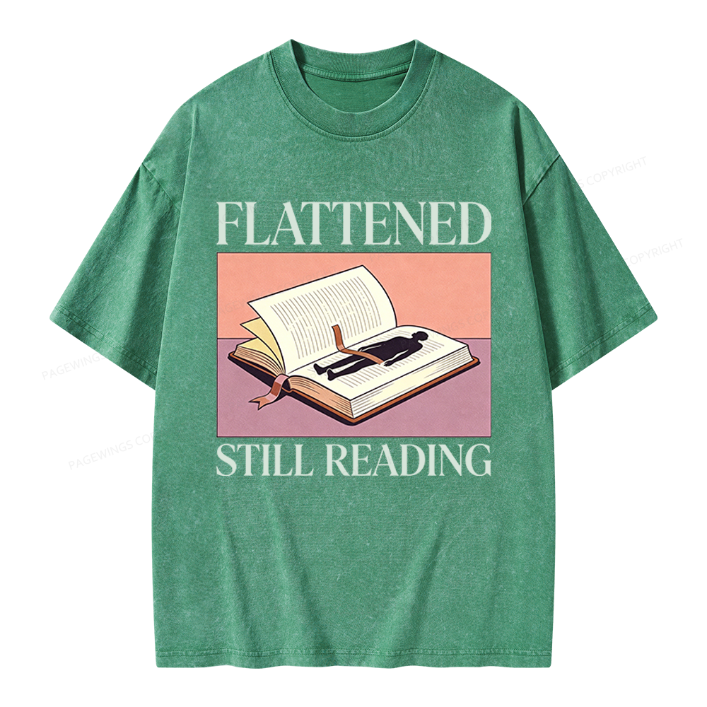 Pagewings Flattened Still Reading Unisex Washed T-shirt