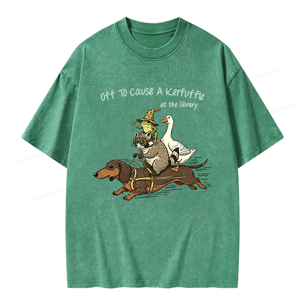 Pagewings Off To Cause A Kerfuffle At The Library Unisex Washed T-shirt