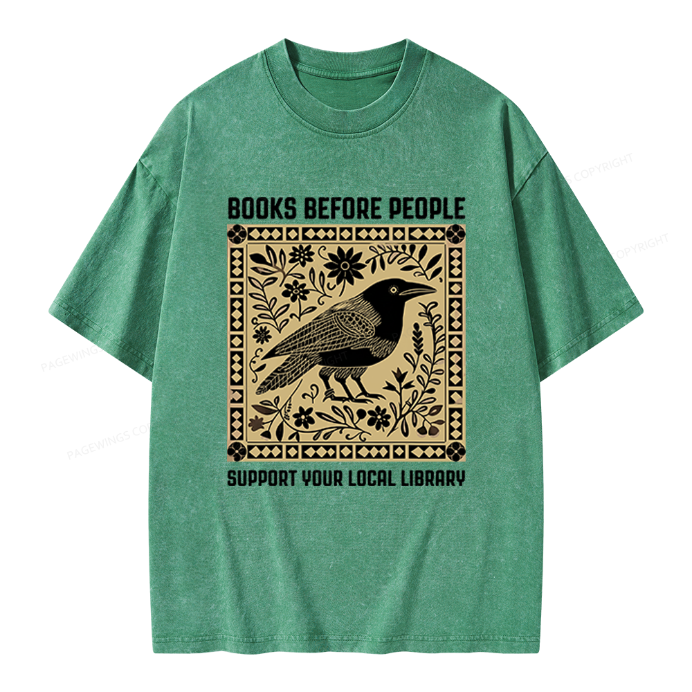 Pagewings Support Your Local Library Unisex Washed T-shirt