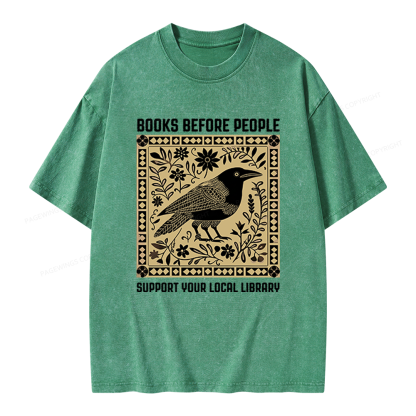 Pagewings Support Your Local Library Unisex Washed T-shirt
