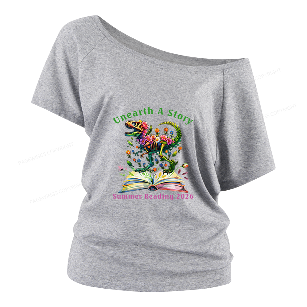 Pagewings Summer Reading 2026 Women Off Shoulder T-shirts