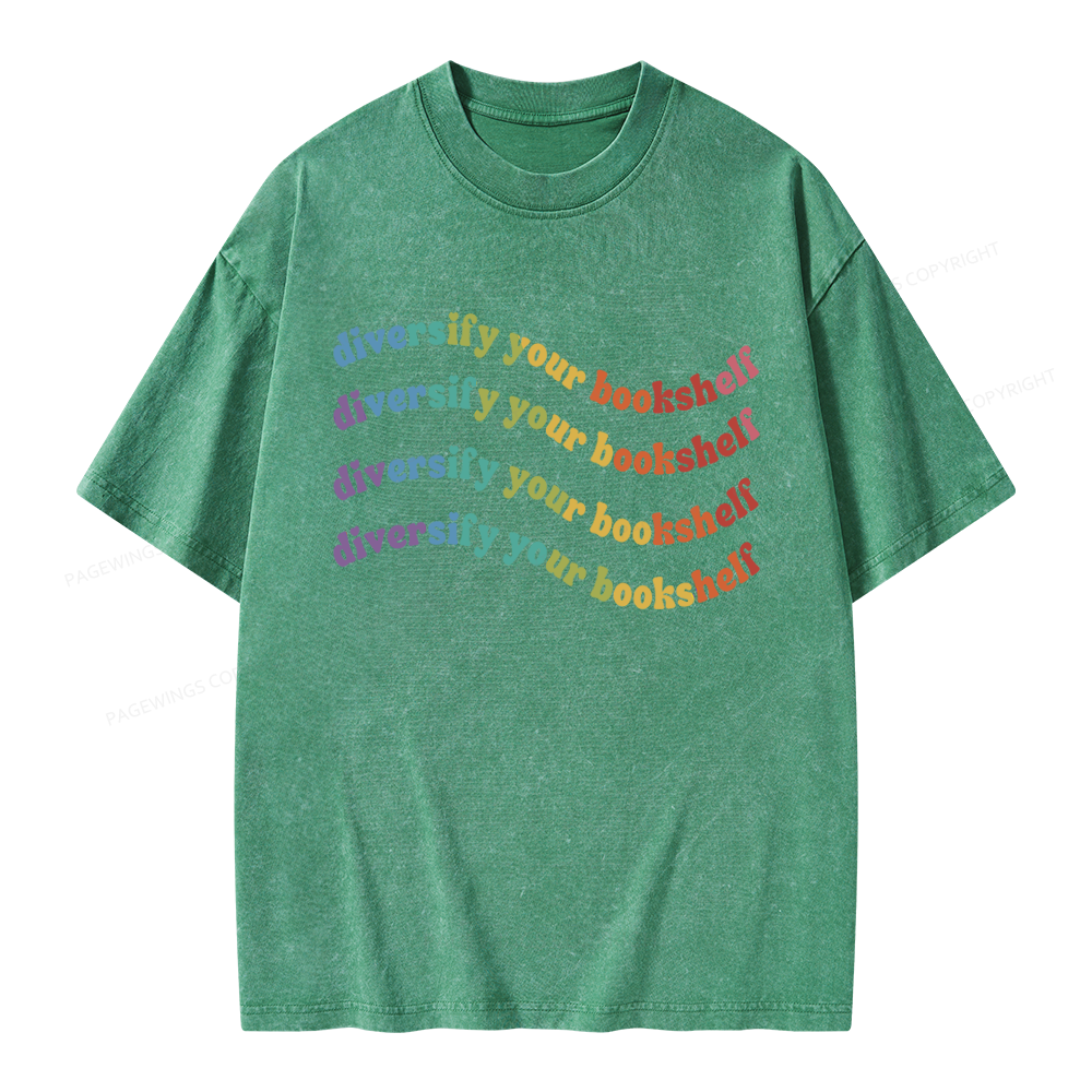 Pagewings Diversify Your Bookshelf Unisex Washed T-shirt