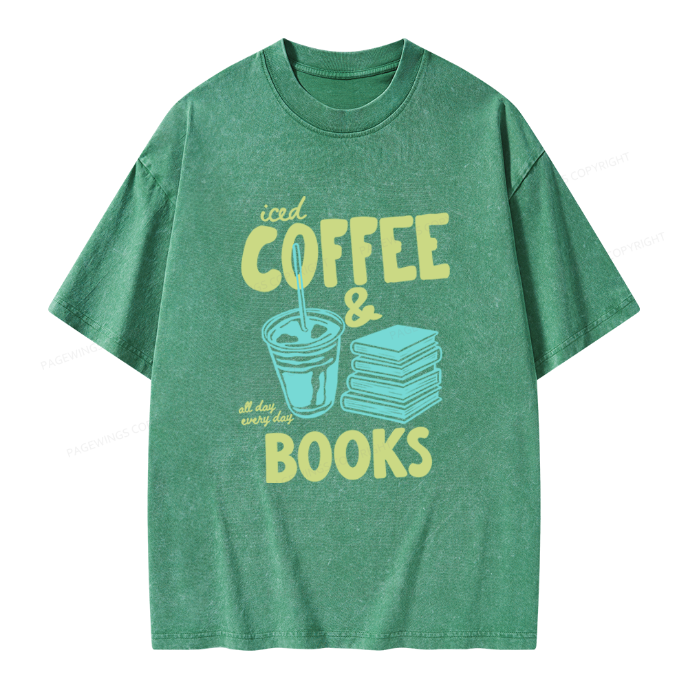Pagewings Coffee And Books Unisex Washed T-shirt