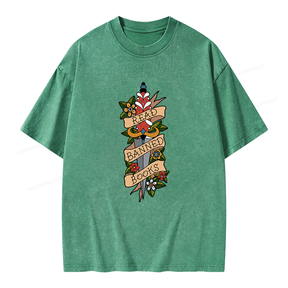 Pagewings Banned Books Unisex Washed T-shirt