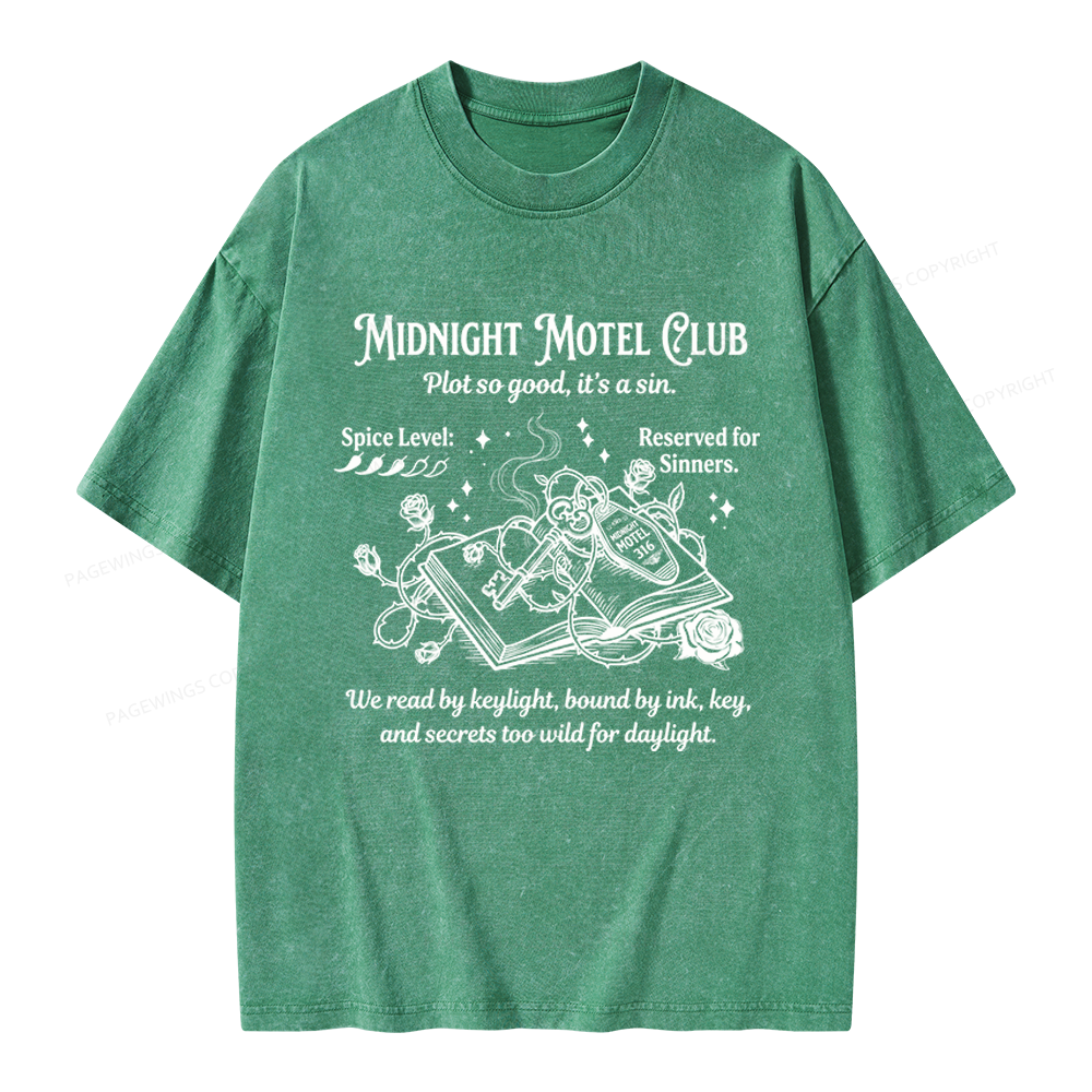 Pagewings Midnight Motel Club Unisex Washed T-shirt