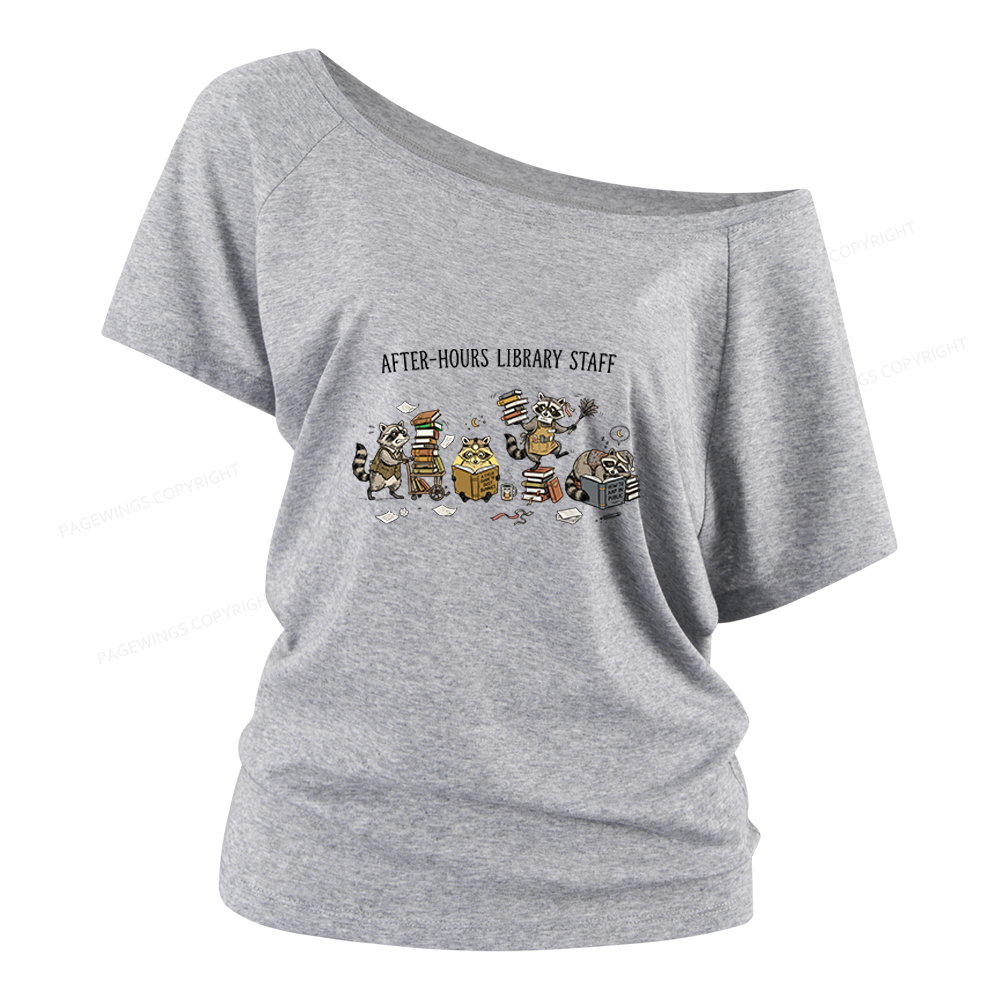 Pagewings After-Hours Library Staff Women Off Shoulder T-shirts