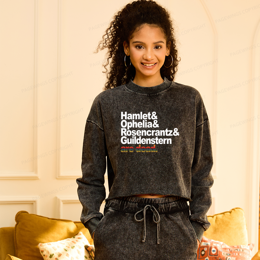 Pagewings Drama lovers Washed Crop Sweatshirt