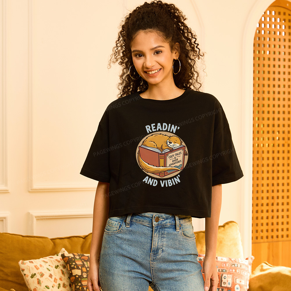 Pagewings Readin' And Vibin' Women Crop Tops