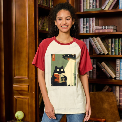 Pagewings Cat Book Lovers Raglan T-shirt