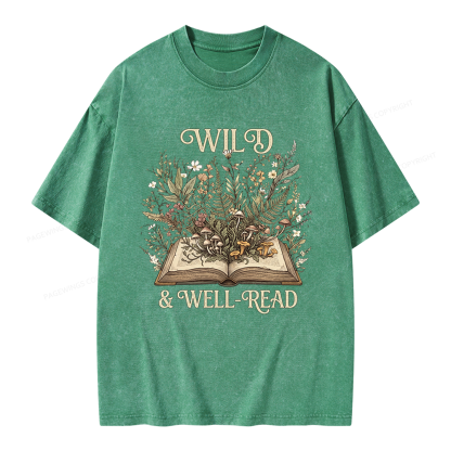 Pagewings Wild And Well-Read Unisex Washed T-shirt