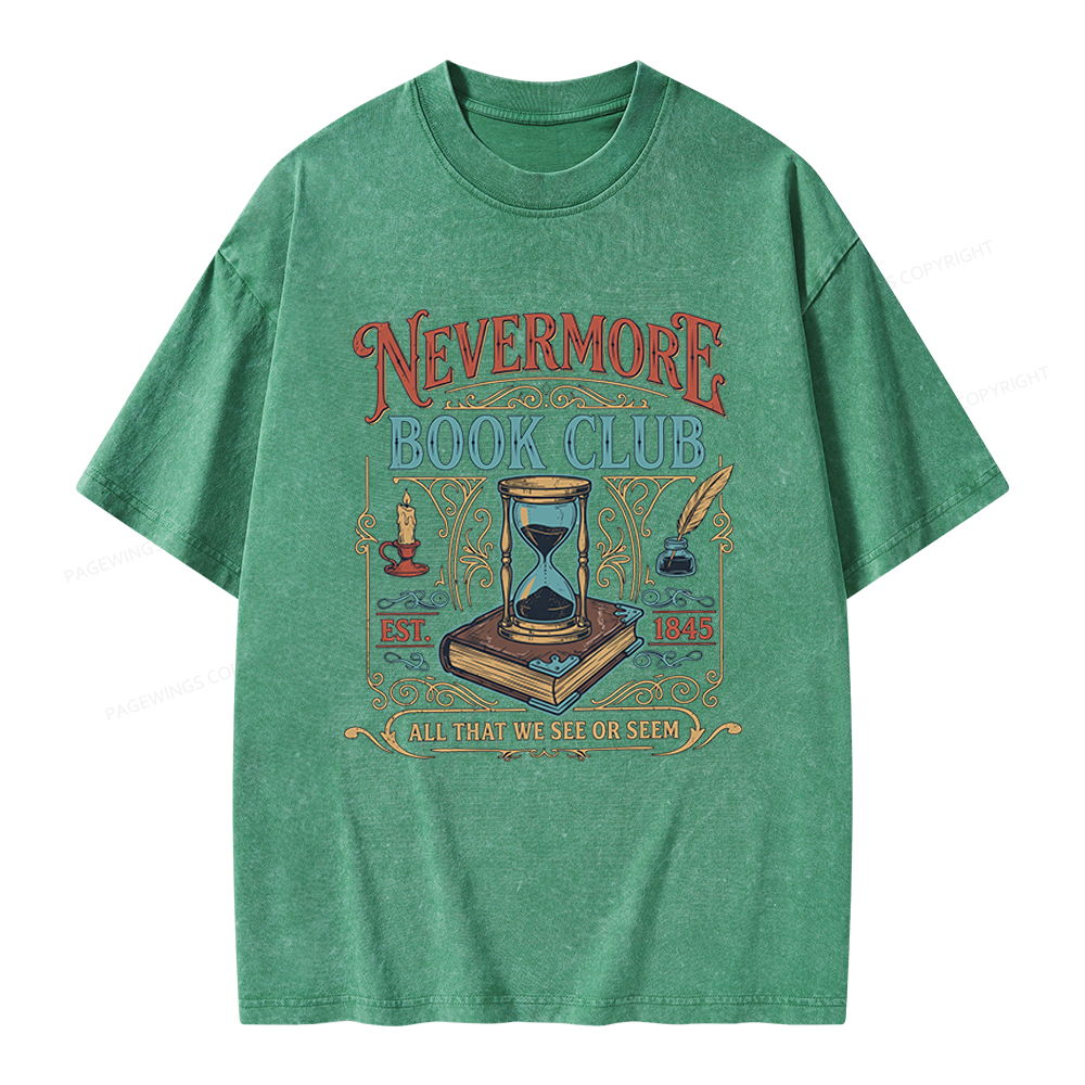Pagewings Nevermore Book Club Unisex Washed T-shirt