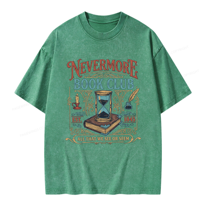 Pagewings Nevermore Book Club Unisex Washed T-shirt