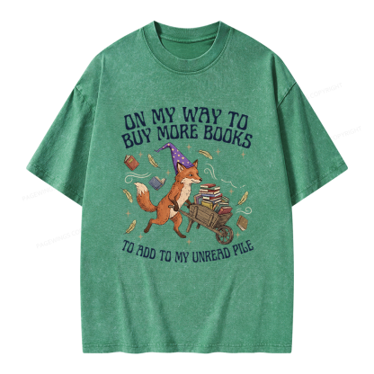 Pagewings On My Way To Buy More Books Unisex Washed T-shirt