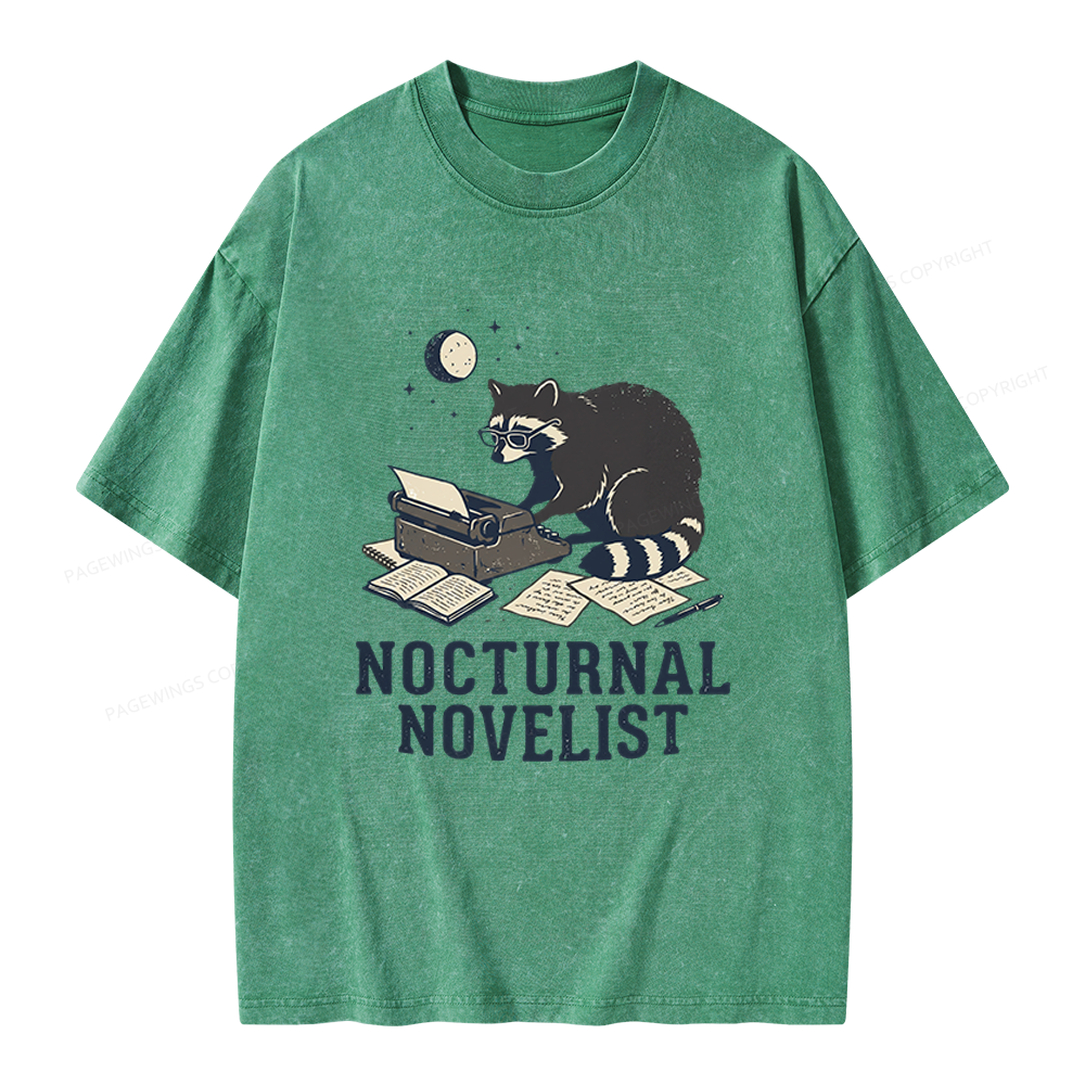 Pagewings Nocturnal Novelist Unisex Washed T-shirt