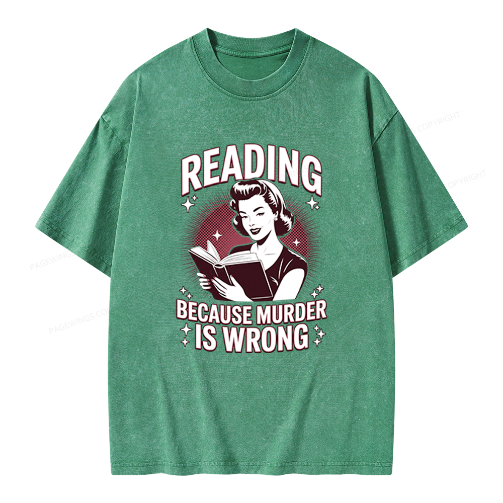 Pagewings Funny Book Lover Unisex Washed T-shirt