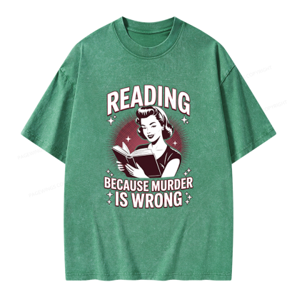 Pagewings Funny Book Lover Unisex Washed T-shirt