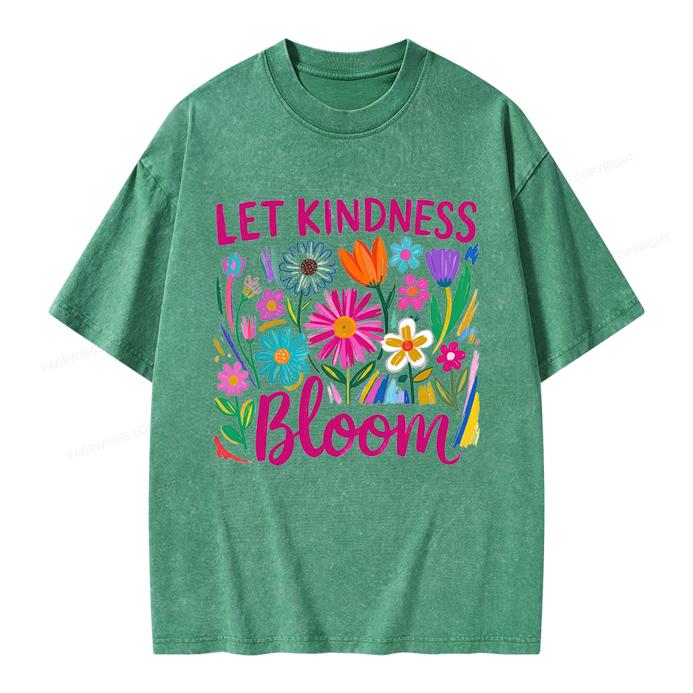 Pagewings Let Kindness Bloom Unisex Washed T-shirt